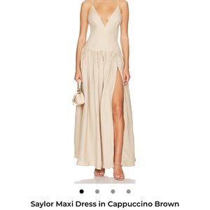 SAYLOR Creamy Beige Spaghetti-Strap Maxi Dress